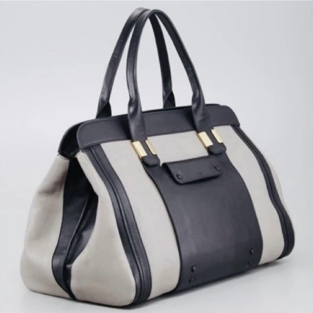 Chloe Vintage Elegant Black and Gray Luxury Large Duffle bag Handbag
